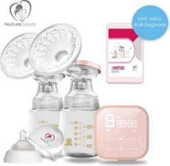 NurtureGoods Smart Dubbele Elektrische Borstkolf - Inclusief 2x180 Ml Babyfles, Kolfdagboek En Speen