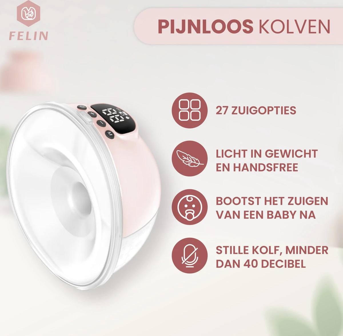 Felin Handsfree Borstkolf - Dubbele Draadloze Elektrische Borstkolf - Inclusief 30 Moedermelk Bewaarzakjes, 3 Maten Borstschildverkleiners & E-Book 4 Felin Handsfree Borstkolf - Dubbele Draadloze Elektrische Borstkolf - Inclusief 30 Moedermelk Bewaarzakjes, 3 Maten Borstschildverkleiners & E-Book - Afbeelding 2