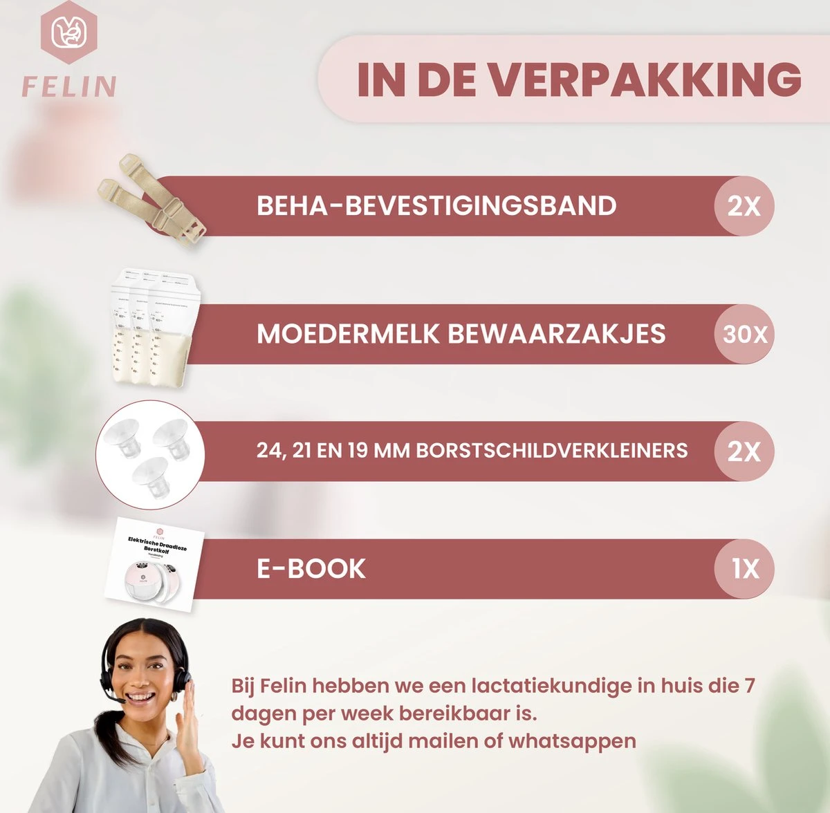 Felin Handsfree Borstkolf - Dubbele Draadloze Elektrische Borstkolf - Inclusief 30 Moedermelk Bewaarzakjes, 3 Maten Borstschildverkleiners & E-Book 8 Felin Handsfree Borstkolf - Dubbele Draadloze Elektrische Borstkolf - Inclusief 30 Moedermelk Bewaarzakjes, 3 Maten Borstschildverkleiners & E-Book - Afbeelding 6