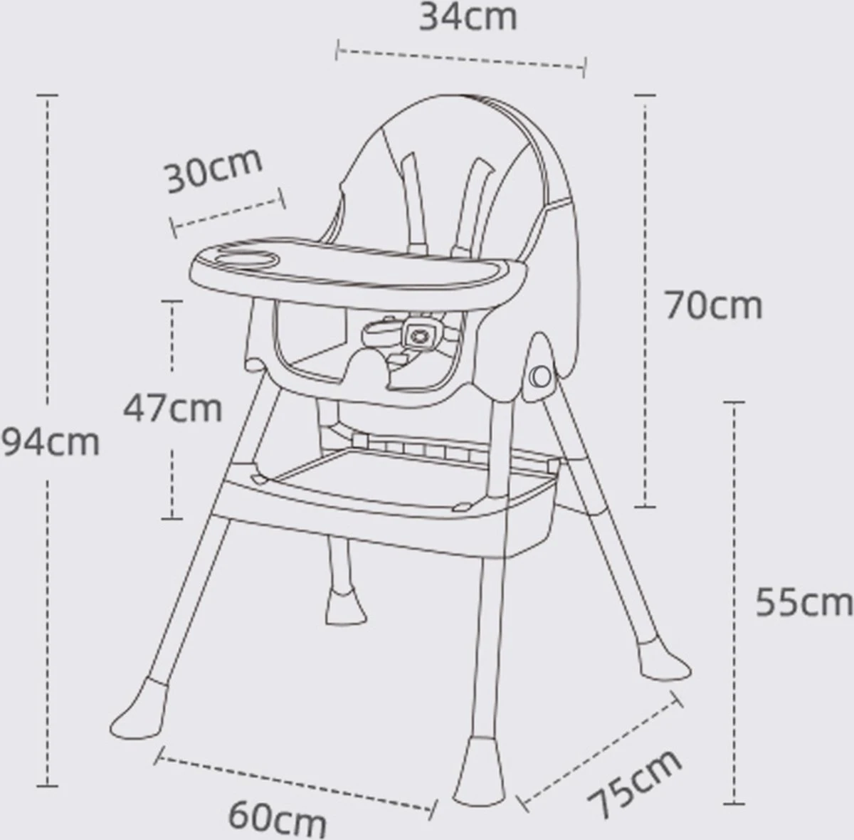 K IKIDO – Kinderstoel 3 In 1 - Baby Eetstoel - Verstelbaar – Inklapbare Eetstoel – Kinderzetel- 5-punts Gordel - Stille Antislip Stoelpoten Om De Vloer Te Beschermen - Uitneembaar Lederen Kussen - Maximale Belasting: 40 Kg 13 K IKIDO – Kinderstoel 3 In 1 - Baby Eetstoel - Verstelbaar – Inklapbare Eetstoel – Kinderzetel- 5-punts Gordel - Stille Antislip Stoelpoten Om De Vloer Te Beschermen - Uitneembaar Lederen Kussen - Maximale Belasting: 40 Kg - Afbeelding 11