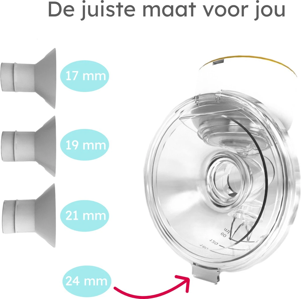 Elektrische Borstkolf – Handsfree Borstkolf - Borstkolf - Kolfapparaat - 24mm Borstschild Incl 17/19/21mm - BPA Vrij - Borstvoeding 5 Elektrische Borstkolf – Handsfree Borstkolf - Borstkolf - Kolfapparaat - 24mm Borstschild Incl 17/19/21mm - BPA Vrij - Borstvoeding - Afbeelding 3