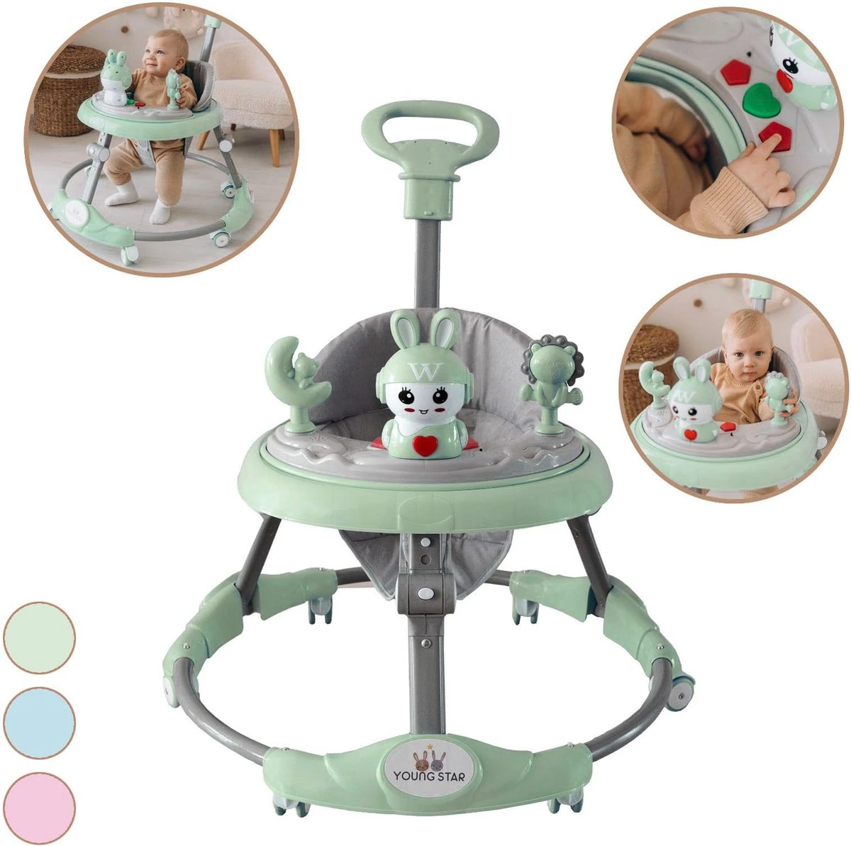 Young Star® Loopstoel - Baby Loopwagen – Loopstoeltje Baby - Looptrainer - Leren Lopen - Inclusief Voetenmat En Steel - Babywalker 3 Young Star® Loopstoel - Baby Loopwagen – Loopstoeltje Baby - Looptrainer - Leren Lopen - Inclusief Voetenmat En Steel - Babywalker