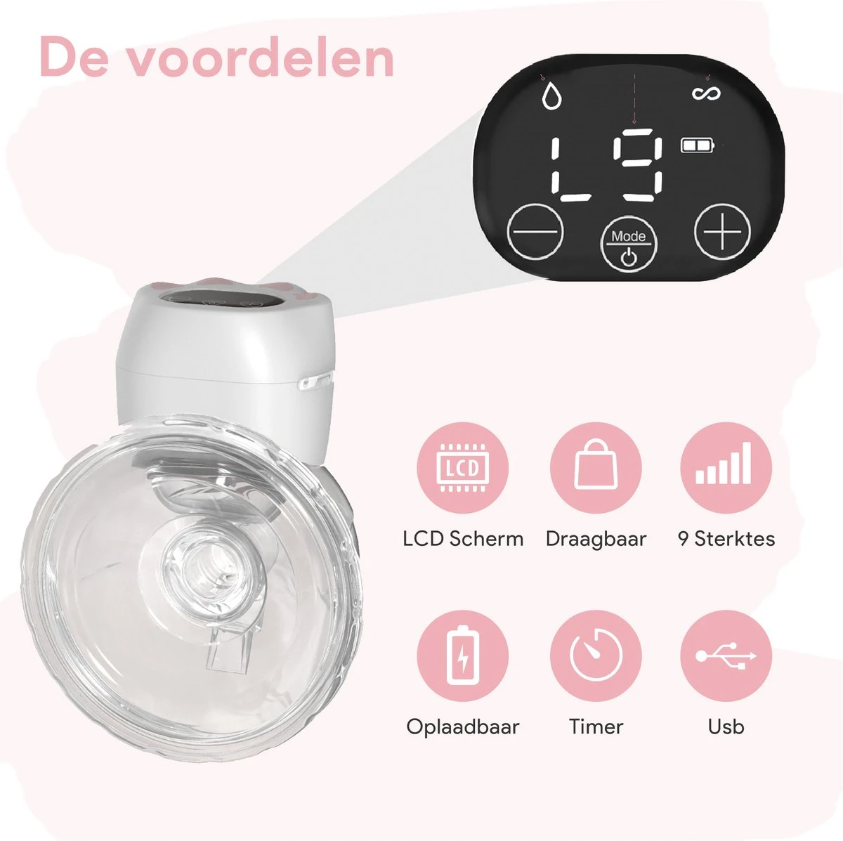Oliva Babycare® Elektrische Borstkolf Handsfree - Dubbele Draadloze Kolf - BPA-Vrij - Draagbaar Kolfapparaat - 2 Stuks - Luxe White & Baby Pink 10 Oliva Babycare® Elektrische Borstkolf Handsfree - Dubbele Draadloze Kolf - BPA-Vrij - Draagbaar Kolfapparaat - 2 Stuks - Luxe White & Baby Pink - Afbeelding 8