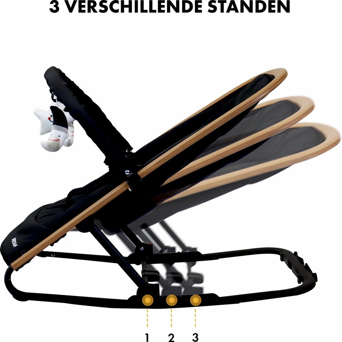 Deryan Rocker Wipstoel - Luxe 2-in-1 - Zwart 10 Deryan Rocker Wipstoel - Luxe 2-in-1 - Zwart - Afbeelding 8