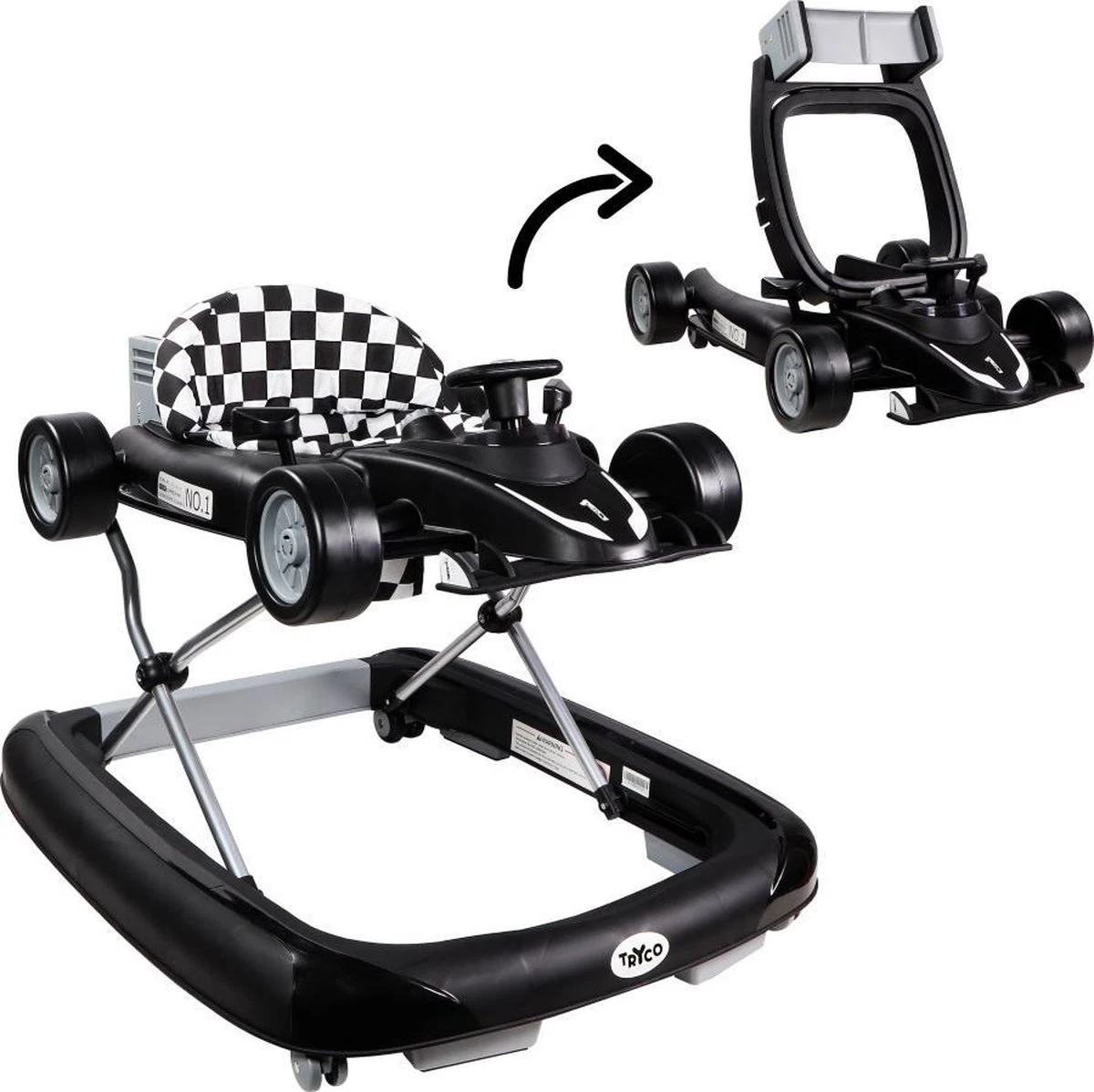 Tryco F1 Racer Loopstoel - 2-in-1 Loopstoel En Loopwagen - Wit - Met Geluid 17 Tryco F1 Racer Loopstoel - 2-in-1 Loopstoel En Loopwagen - Wit - Met Geluid - Afbeelding 15