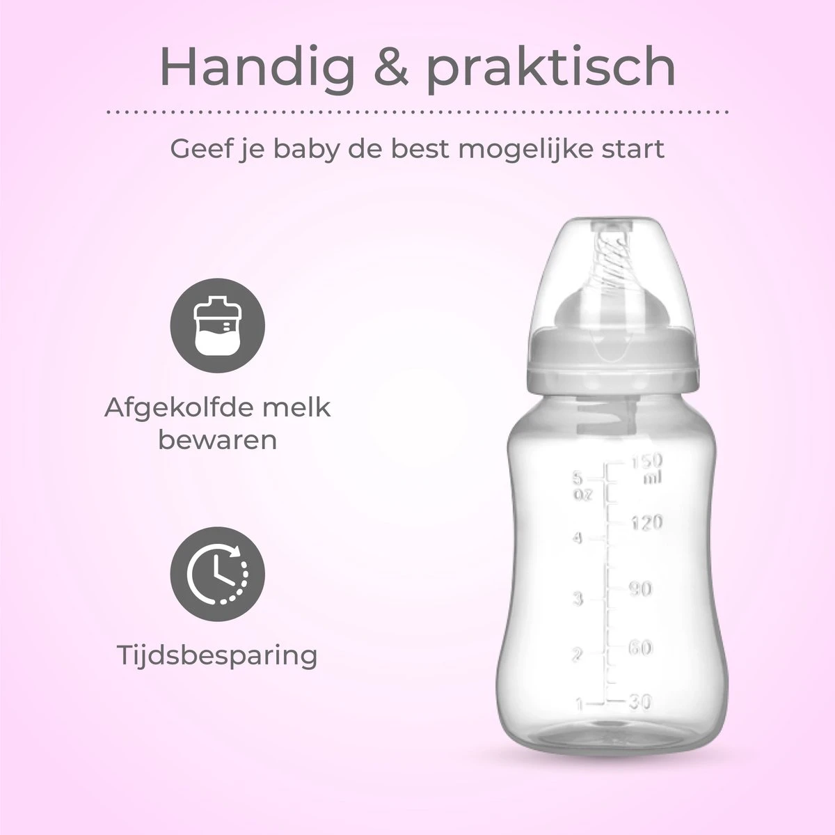 Nuvance - Draagbare Borstkolf - Inclusief Melkfles - 180ml - Handkolf - Kolfapparaten - Borstvoeding - BPA Vrij 7 Nuvance - Draagbare Borstkolf - Inclusief Melkfles - 180ml - Handkolf - Kolfapparaten - Borstvoeding - BPA Vrij - Afbeelding 5