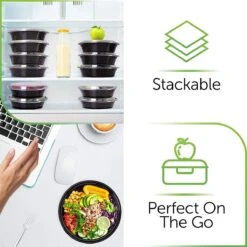 Buxibo - Ronde Maaltijd Meal Prep Containers - Bakjes Rond Met Deksel - Inhoud 900ml - Herbruikbaar Plastic Kunststof - 50 Salade Bakjes - Lunchbox - Diepvriesbakjes - Magnetron Vaatwasser Bestendig - Vershoudbakjes - Plastic Bakjes -Stokke Verkoop 1200x1200 1126