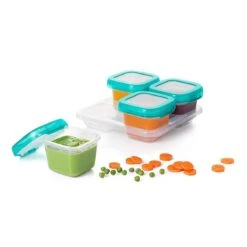 OXO Tot Babyvoeding Diepvriesbakjes - Bewaarbakjes Met Deksel -4x180 Ml- Teal -Stokke Verkoop 1200x1200 1162