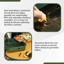 Buxibo - Multifunctionele Stapelbare Lunch Box - Bento Box - Lekvrije Voedsel Container Met Handvat - 4-Laags - Anti - Overflow - Geïsoleerde Maaltijd Box Voor Werk/Kantoor/School - Roestvrijstaal - Groen - 2800ML -Stokke Verkoop 1200x1200 1194