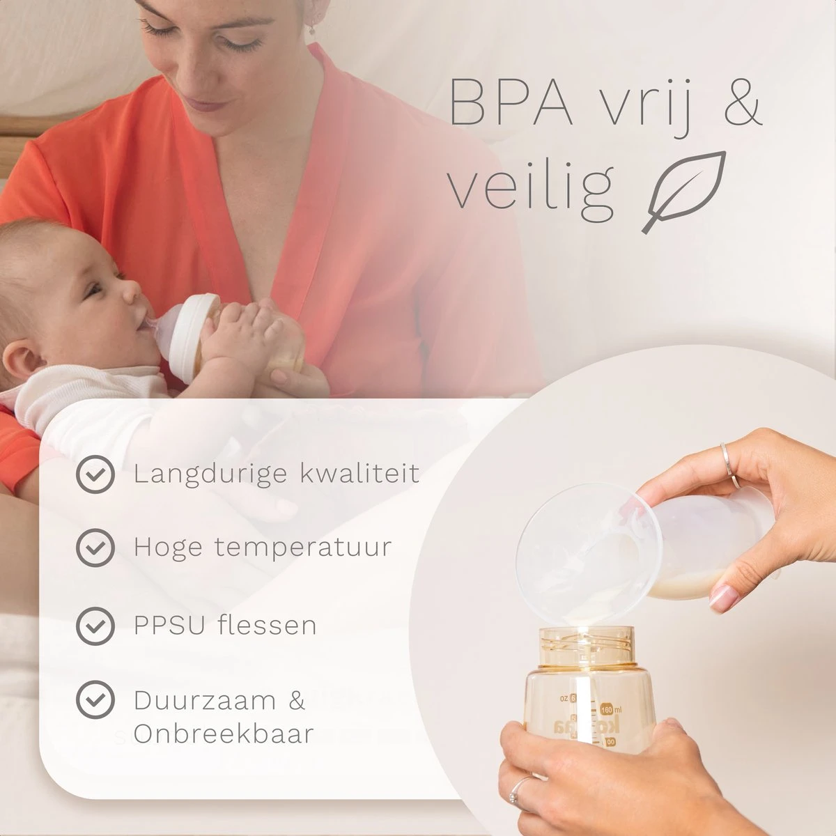 Koalaa Pro Dubbele Elektrische Borstkolf - Kolf - Draadloos - Borstpomp - Breast Pump - Inclusief 2x180ml PPSU Babyfles 9 Koalaa Pro Dubbele Elektrische Borstkolf - Kolf - Draadloos - Borstpomp - Breast Pump - Inclusief 2x180ml PPSU Babyfles - Afbeelding 7