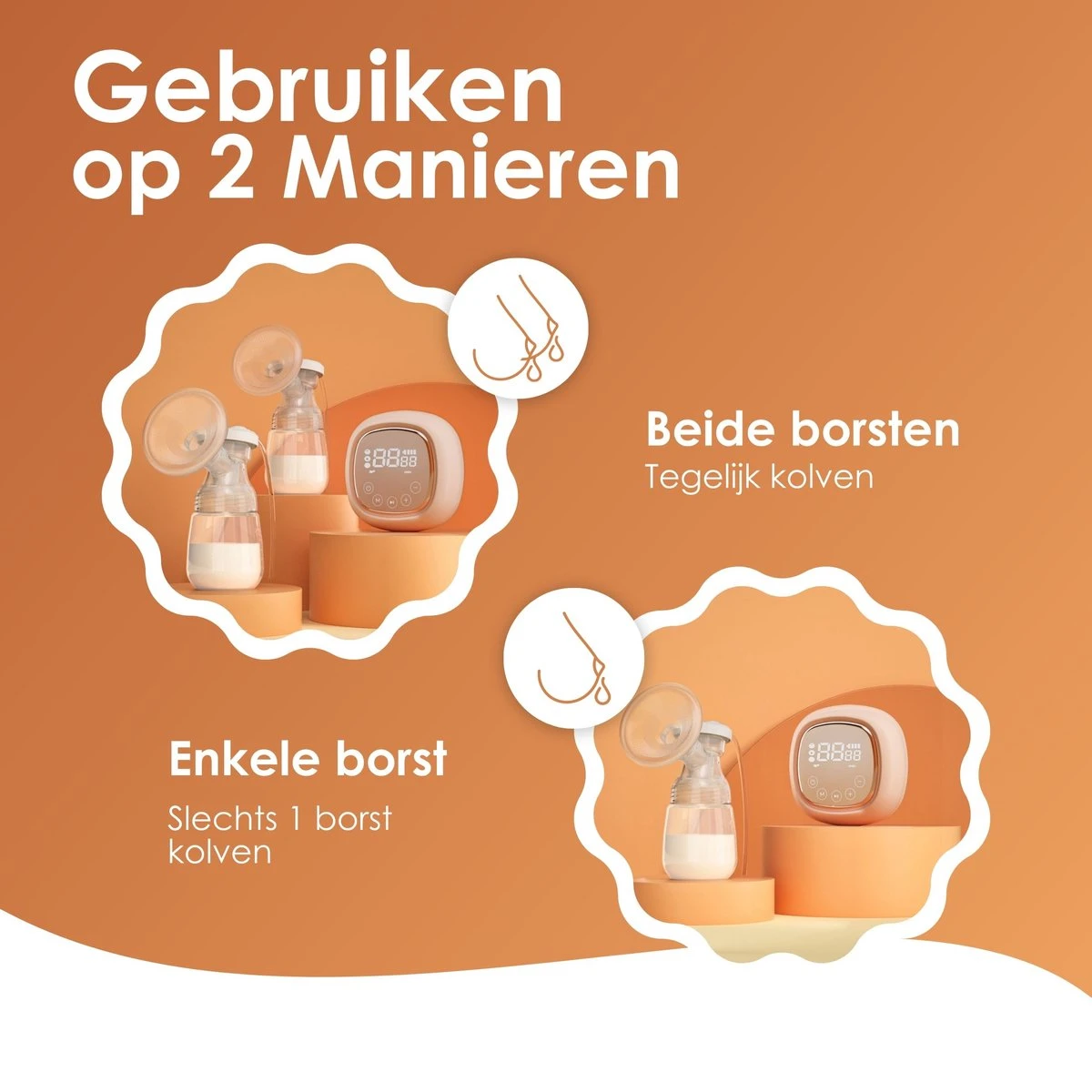 BYER Borstkolf - Dubbele Elektrische Kolf - Oplaadbare Accu - Inclusief 2x180 Ml Babyfles + Speen 4 BYER Borstkolf - Dubbele Elektrische Kolf - Oplaadbare Accu - Inclusief 2x180 Ml Babyfles + Speen - Afbeelding 2