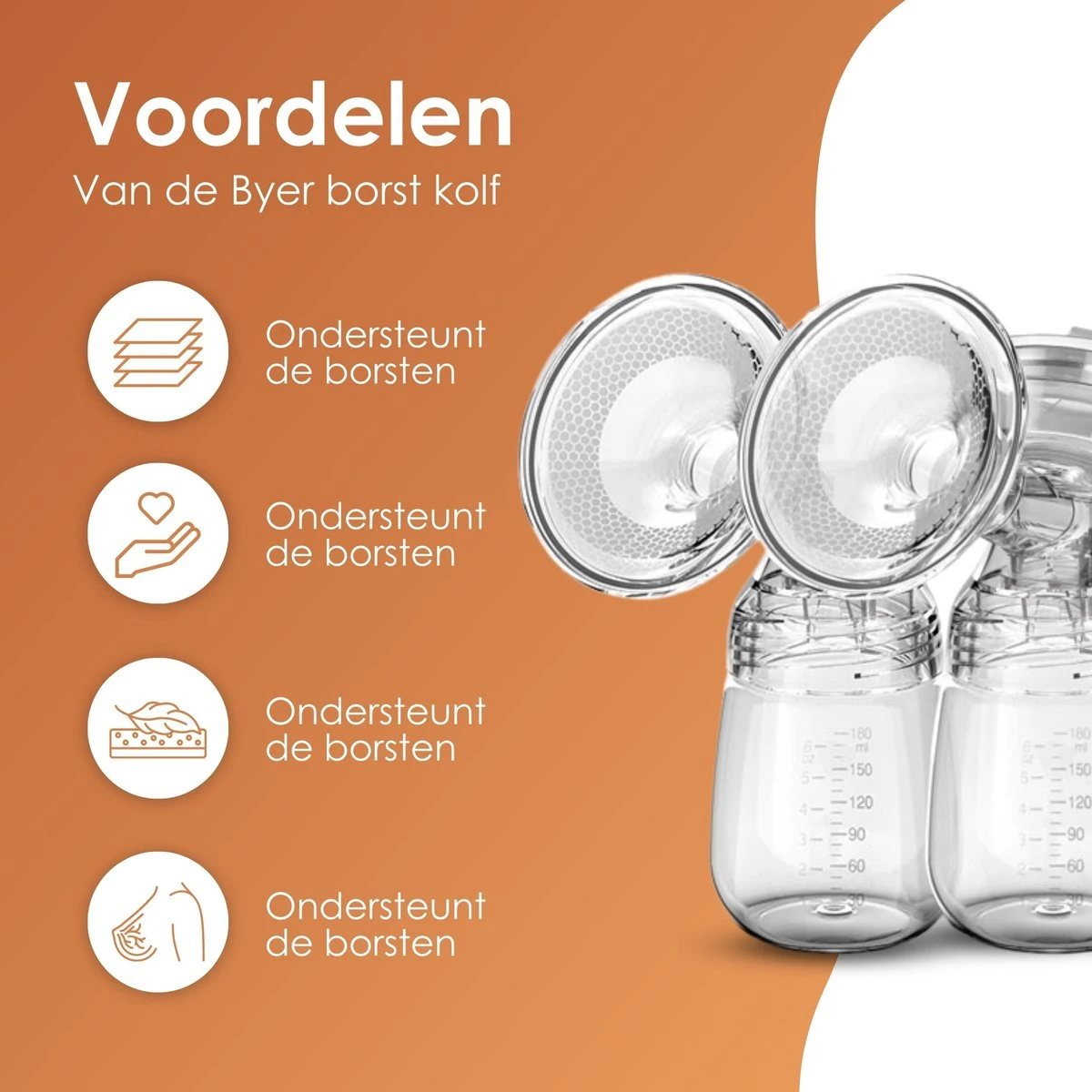 BYER Borstkolf - Dubbele Elektrische Kolf - Oplaadbare Accu - Inclusief 2x180 Ml Babyfles + Speen 7 BYER Borstkolf - Dubbele Elektrische Kolf - Oplaadbare Accu - Inclusief 2x180 Ml Babyfles + Speen - Afbeelding 5