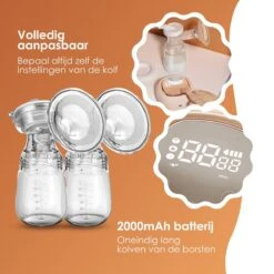 BYER Borstkolf - Dubbele Elektrische Kolf - Oplaadbare Accu - Inclusief 2x180 Ml Babyfles + Speen 19 BYER Borstkolf - Dubbele Elektrische Kolf - Oplaadbare Accu - Inclusief 2x180 Ml Babyfles + Speen -Stokke Verkoop 1200x1200 1317