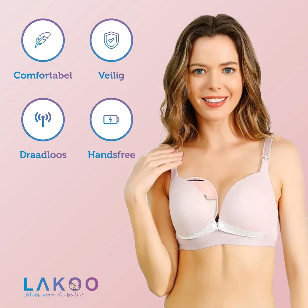 Lakoo - Handsfree Borstkolf - Borstkolf Handsfree- Elektrische Borstkolf- Oplaadbare Accu - Borstkolven- Kolfset - Borstvoeding Roze 7 Lakoo - Handsfree Borstkolf - Borstkolf Handsfree- Elektrische Borstkolf- Oplaadbare Accu - Borstkolven- Kolfset - Borstvoeding Roze - Afbeelding 5