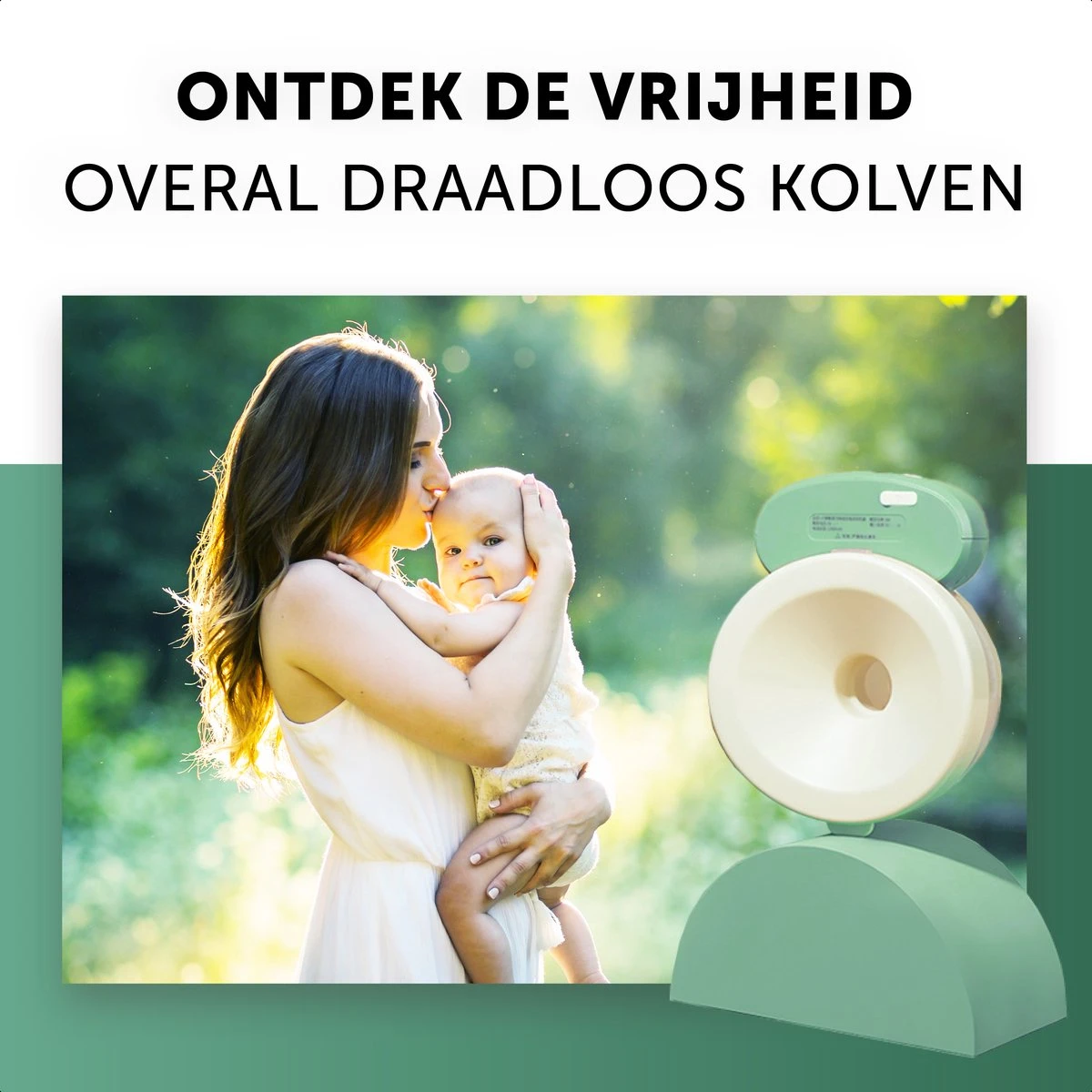 Phanpy Handsfree Elektrische Borstkolf - Draadloos - Enkelvoudig - Groen 4 Phanpy Handsfree Elektrische Borstkolf - Draadloos - Enkelvoudig - Groen - Afbeelding 2