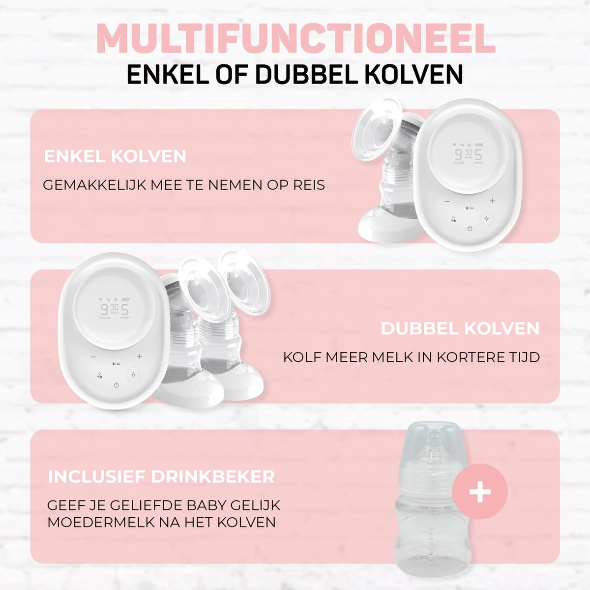 Vulpes BabyCare® Borstkolf Kolfapparaat - Dubbele Elektrische Borstkolf Met Nachtlamp - Oplaadbare Accu - Draagbaar - BPA-Vrij - Incl. 60 Moedermelkbewaarzakjes - PRO Versie 6 Vulpes BabyCare® Borstkolf Kolfapparaat - Dubbele Elektrische Borstkolf Met Nachtlamp - Oplaadbare Accu - Draagbaar - BPA-Vrij - Incl. 60 Moedermelkbewaarzakjes - PRO Versie - Afbeelding 4