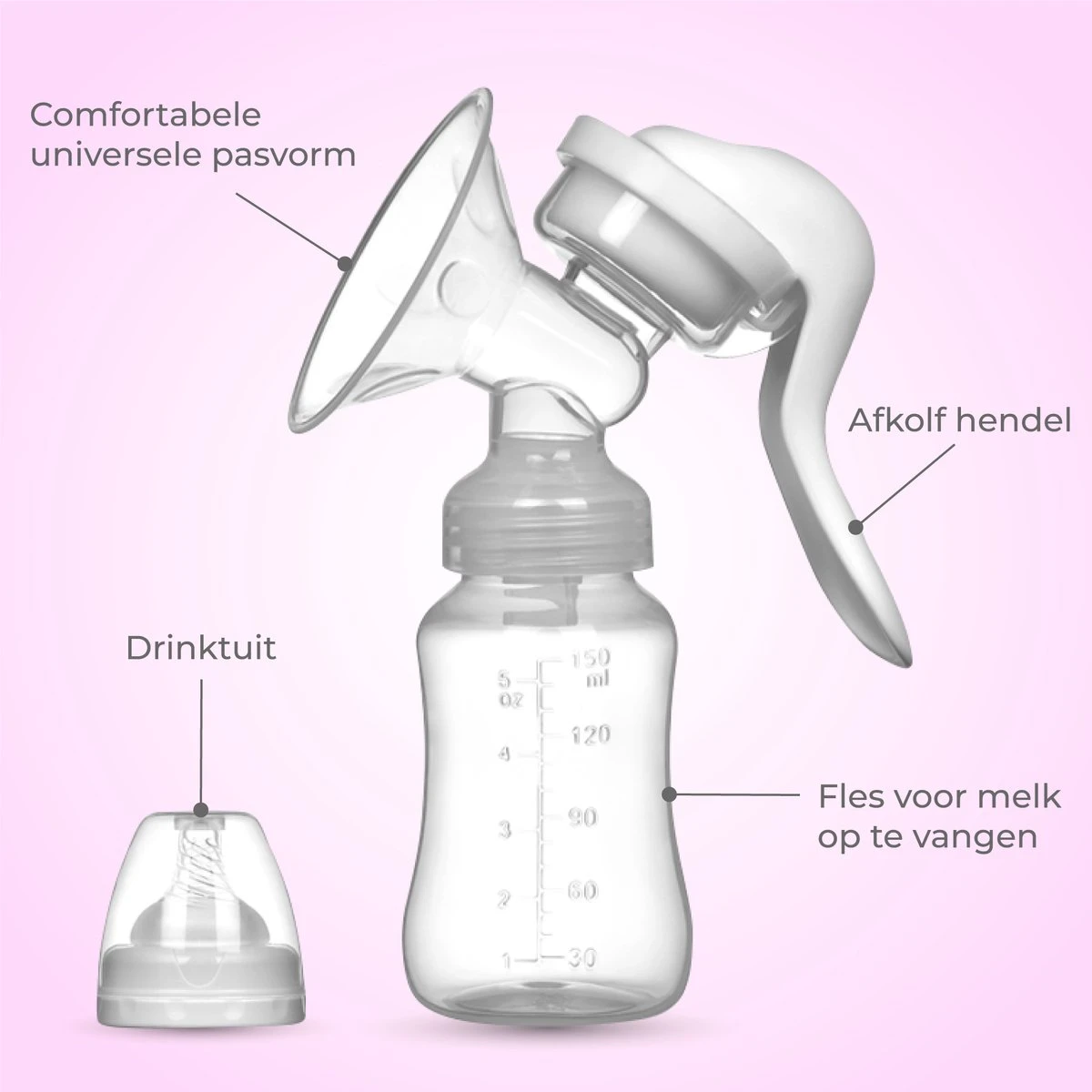 Nuvance - Draagbare Borstkolf - Inclusief Melkfles - 180ml - Handkolf - Kolfapparaten - Borstvoeding - BPA Vrij 11 Nuvance - Draagbare Borstkolf - Inclusief Melkfles - 180ml - Handkolf - Kolfapparaten - Borstvoeding - BPA Vrij - Afbeelding 9