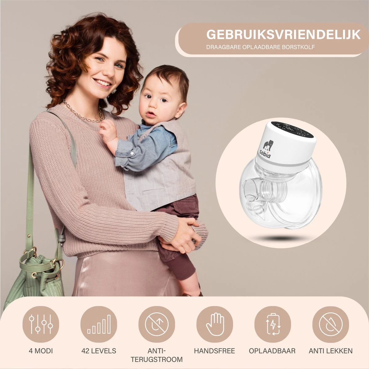 Sobia® Go Comfort - Handsfree Borstkolf - Incl. 40 Moedermelk Bewaarzakjes - BPA Vrij - 2 Stuks - Oplaadbaar - Luxe Comfort Kolfset - Incl. Borstvoeding E-Book 4 Sobia® Go Comfort - Handsfree Borstkolf - Incl. 40 Moedermelk Bewaarzakjes - BPA Vrij - 2 Stuks - Oplaadbaar - Luxe Comfort Kolfset - Incl. Borstvoeding E-Book - Afbeelding 2