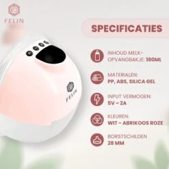 Felin Handsfree Borstkolf - Dubbele Draadloze Elektrische Borstkolf - Inclusief 30 Moedermelk Bewaarzakjes, 3 Maten Borstschildverkleiners & E-Book 19 Felin Handsfree Borstkolf - Dubbele Draadloze Elektrische Borstkolf - Inclusief 30 Moedermelk Bewaarzakjes, 3 Maten Borstschildverkleiners & E-Book -Stokke Verkoop 1200x1200 1609
