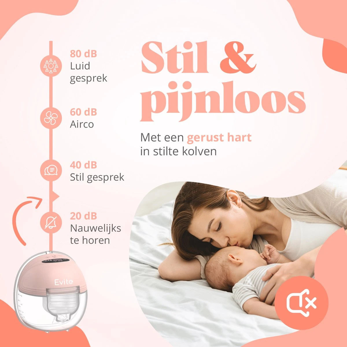 Evite Elektrische Draadloze Borstkolf – Handsfree & Draagbaar – BPA-Vrij – Dubbele Borstkolf – Met E-Book - Roze 7 Evite Elektrische Draadloze Borstkolf – Handsfree & Draagbaar – BPA-Vrij – Dubbele Borstkolf – Met E-Book - Roze - Afbeelding 5