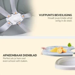 Buxibo 2in1 Baby Kinderstoel - Verstelbare Poten - Afneembare Dienblad - Eetstoel/Kinderstoeltje/Newborn - 92x62x77cm - Grijs -Stokke Verkoop 1200x1200 219
