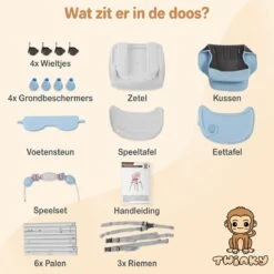 Twinky® Kinderstoel – 2-in-1 Kinderwagen Set – Blauw – Inklapbare Eetstoel & Baby Wagentje En Babystoel Voor Aan Tafel – Kinderzetel, Peuterstoeltje En Meegroeistoel In 1 -Stokke Verkoop 1200x1200 330