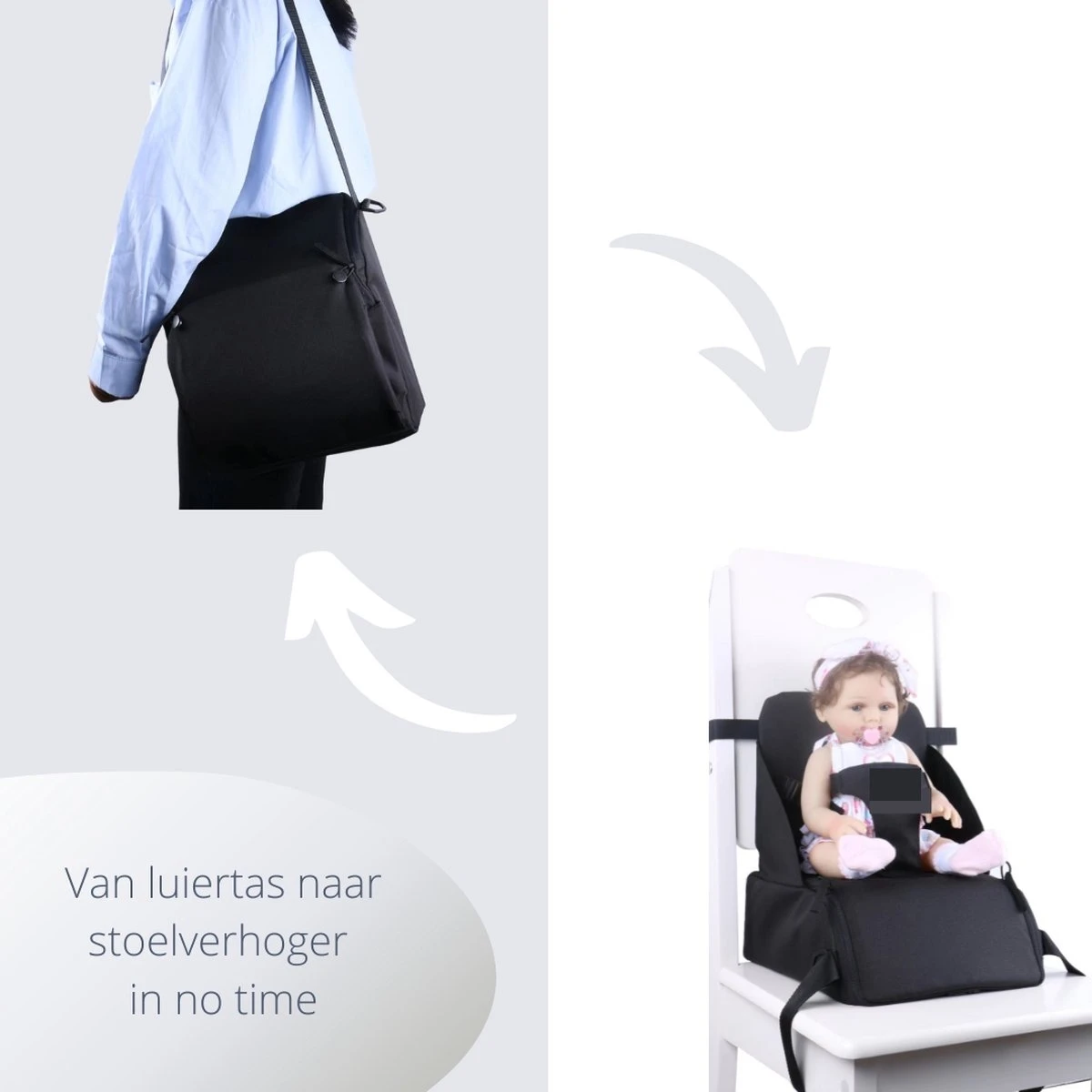 Merkloos Opvouwbare Stoelverhoger - Stoelverhoger Eettafel - Kinderzitje - Voor Op Reis - Multifunctioneel - Kinderstoel - Zwart 4 Merkloos Opvouwbare Stoelverhoger - Stoelverhoger Eettafel - Kinderzitje - Voor Op Reis - Multifunctioneel - Kinderstoel - Zwart - Afbeelding 2