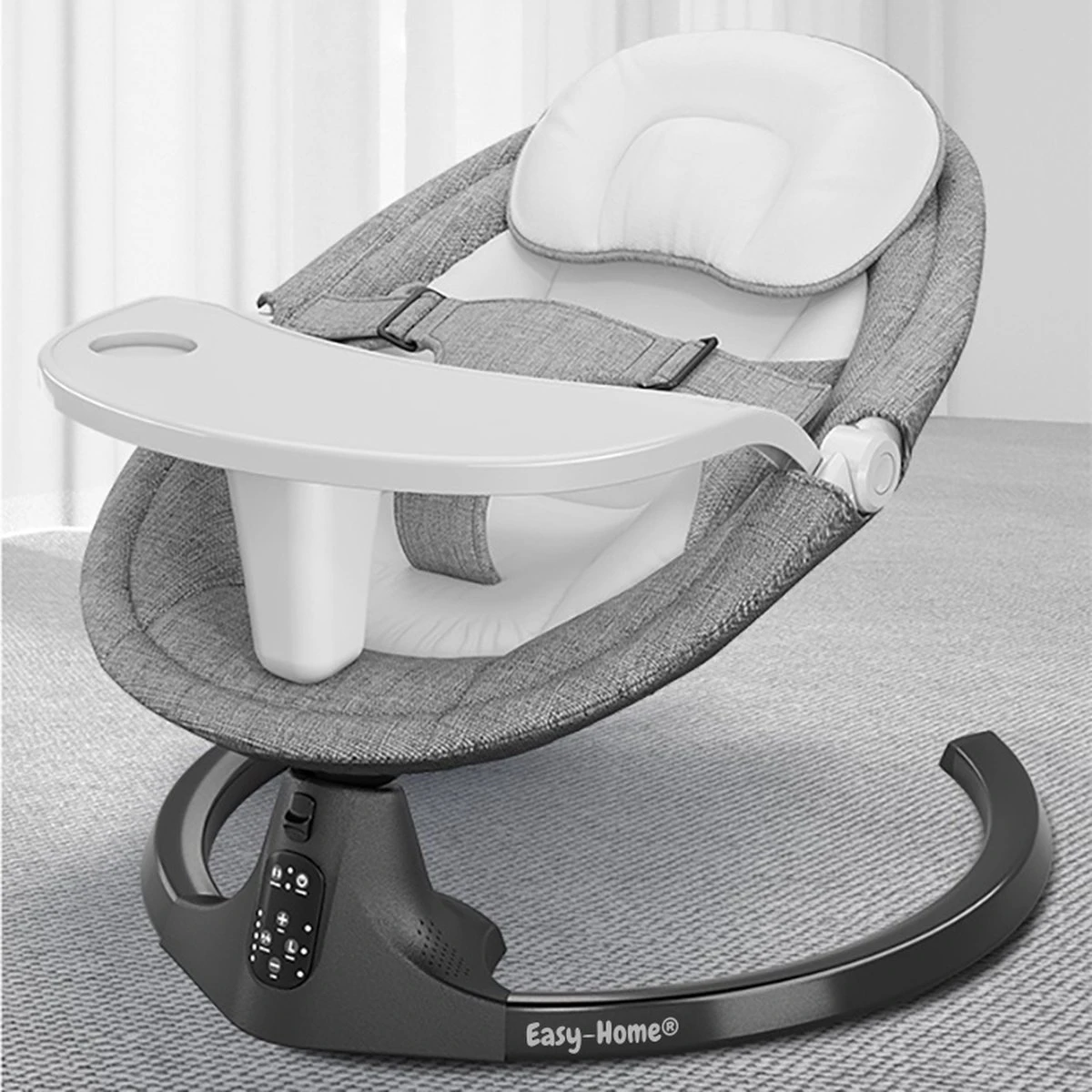 Merkloos Easy-Home® - Elektrische Wipstoel - Babyschommel - Baby Swing - Incl Tafel - Bluetooth - White Noise - 20kg 4 Merkloos Easy-Home® - Elektrische Wipstoel - Babyschommel - Baby Swing - Incl Tafel - Bluetooth - White Noise - 20kg - Afbeelding 2