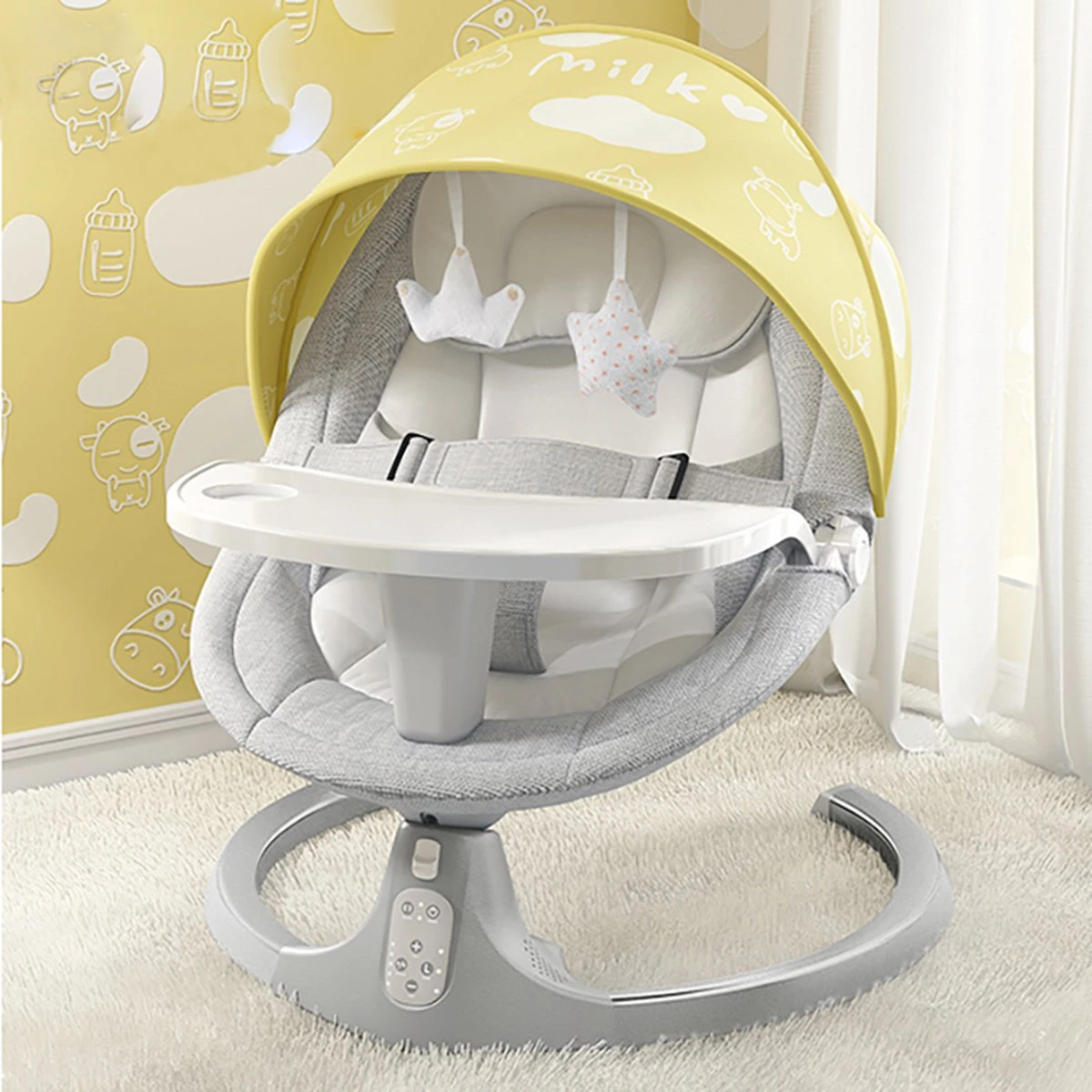 Merkloos Easy-Home® - Elektrische Wipstoel - Babyschommel - Baby Swing - Incl Tafel - Bluetooth - White Noise - 20kg 9 Merkloos Easy-Home® - Elektrische Wipstoel - Babyschommel - Baby Swing - Incl Tafel - Bluetooth - White Noise - 20kg - Afbeelding 7
