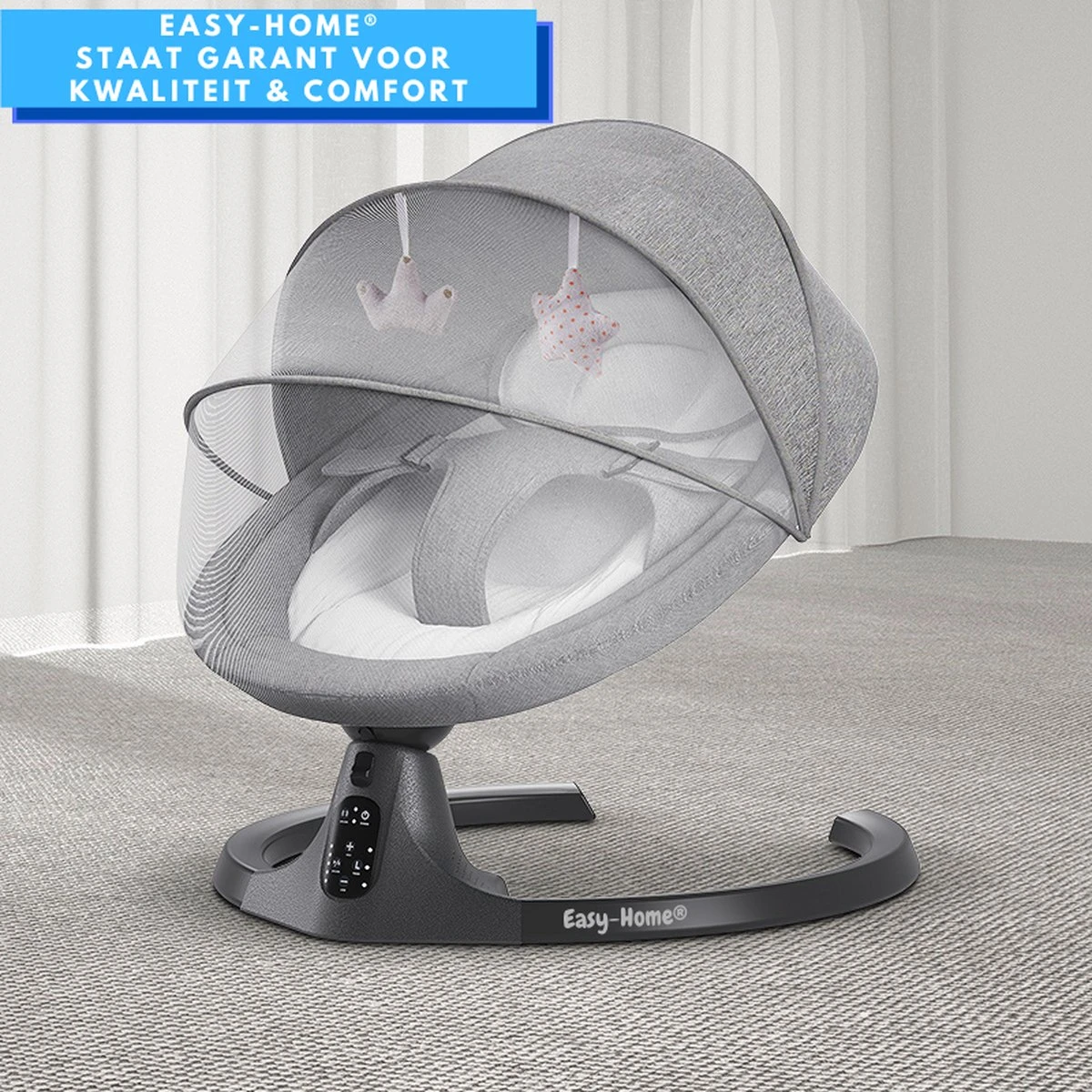 Merkloos Easy-Home® - Elektrische Wipstoel - Babyschommel - Baby Swing - Incl Tafel - Bluetooth - White Noise - 20kg 12 Merkloos Easy-Home® - Elektrische Wipstoel - Babyschommel - Baby Swing - Incl Tafel - Bluetooth - White Noise - 20kg - Afbeelding 10