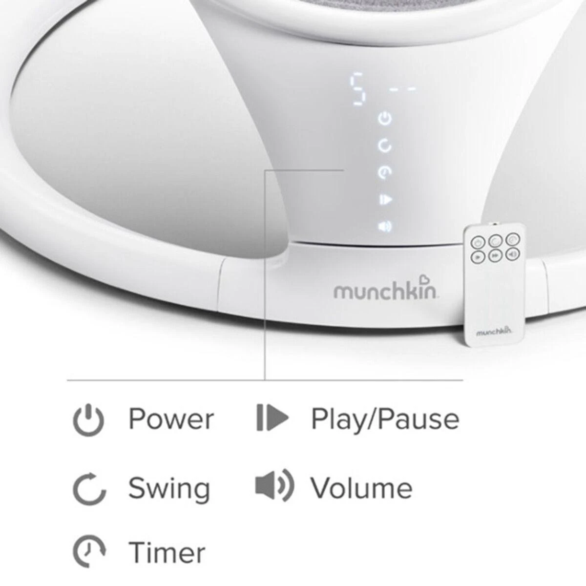 Munchkin Wipstoel Swing Elektrisch Lichtgewicht Bluetooth 6 Munchkin Wipstoel Swing Elektrisch Lichtgewicht Bluetooth - Afbeelding 4