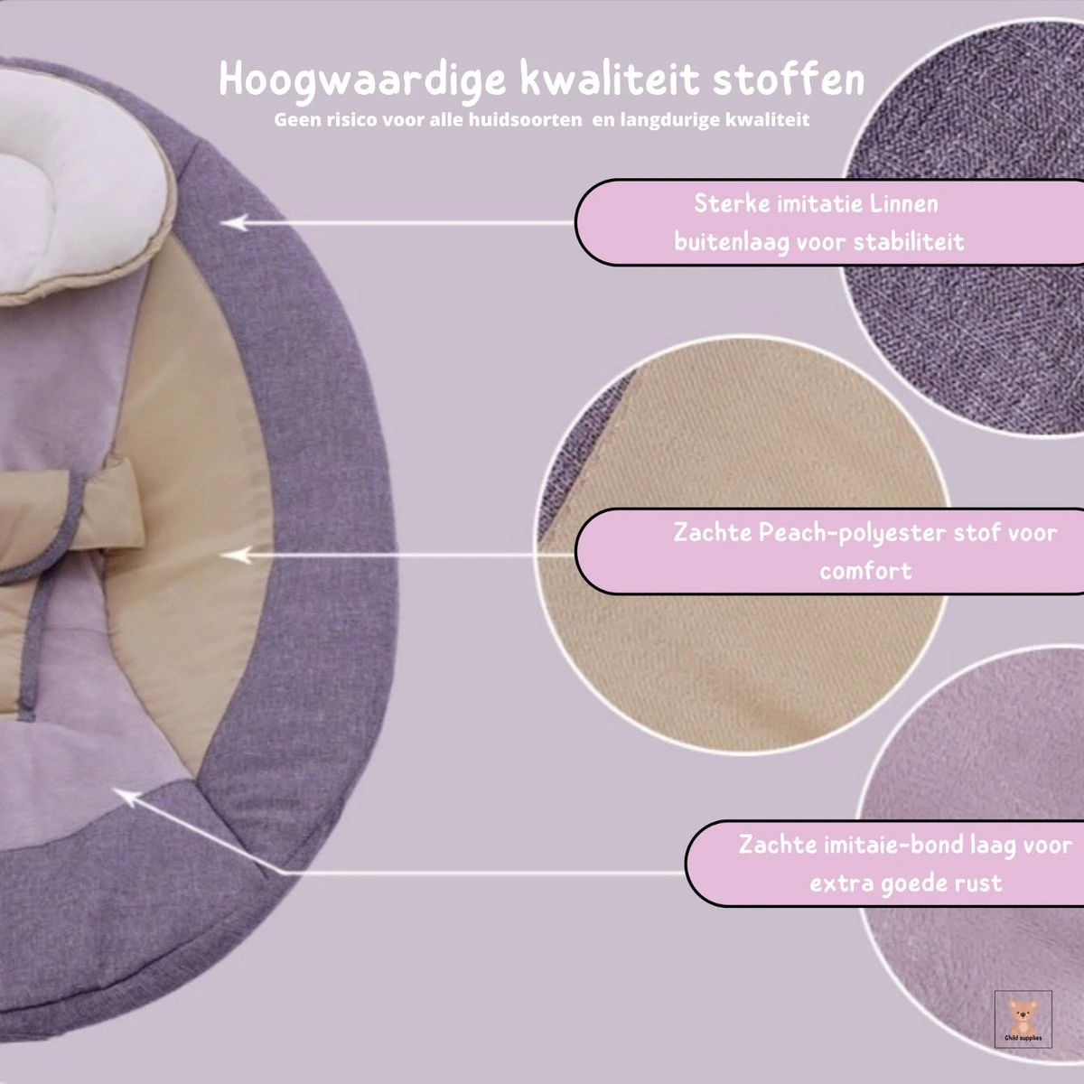 Baby Wieg | Elektrische Baby Wieg | Elektrische Wipstoel | Schommelstoel Baby | Bluetooth | Afstandsbediening - Blauw 7 Baby Wieg | Elektrische Baby Wieg | Elektrische Wipstoel | Schommelstoel Baby | Bluetooth | Afstandsbediening - Blauw - Afbeelding 5