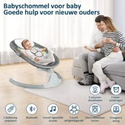 Merkloos Elektrisch Wipstoel - Baby Schommelstoel - Elektrische Babyschommel - Babyswing - Wipstoeltjes Voor Baby Met Klamboe - Grijs -Stokke Verkoop 1200x1200 730