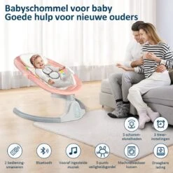 Merkloos Elektrisch Wipstoel - Baby Schommelstoel - Elektrische Babyschommel - Babyswing - Wipstoeltjes Voor Baby Met Muggennet - Roze -Stokke Verkoop 1200x1200 743
