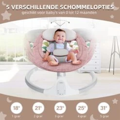 Merkloos Elektrisch Wipstoel - Baby Schommelstoel - Elektrische Babyschommel - Babyswing - Wipstoeltjes Voor Baby Met Muggennet - Roze -Stokke Verkoop 1200x1200 744