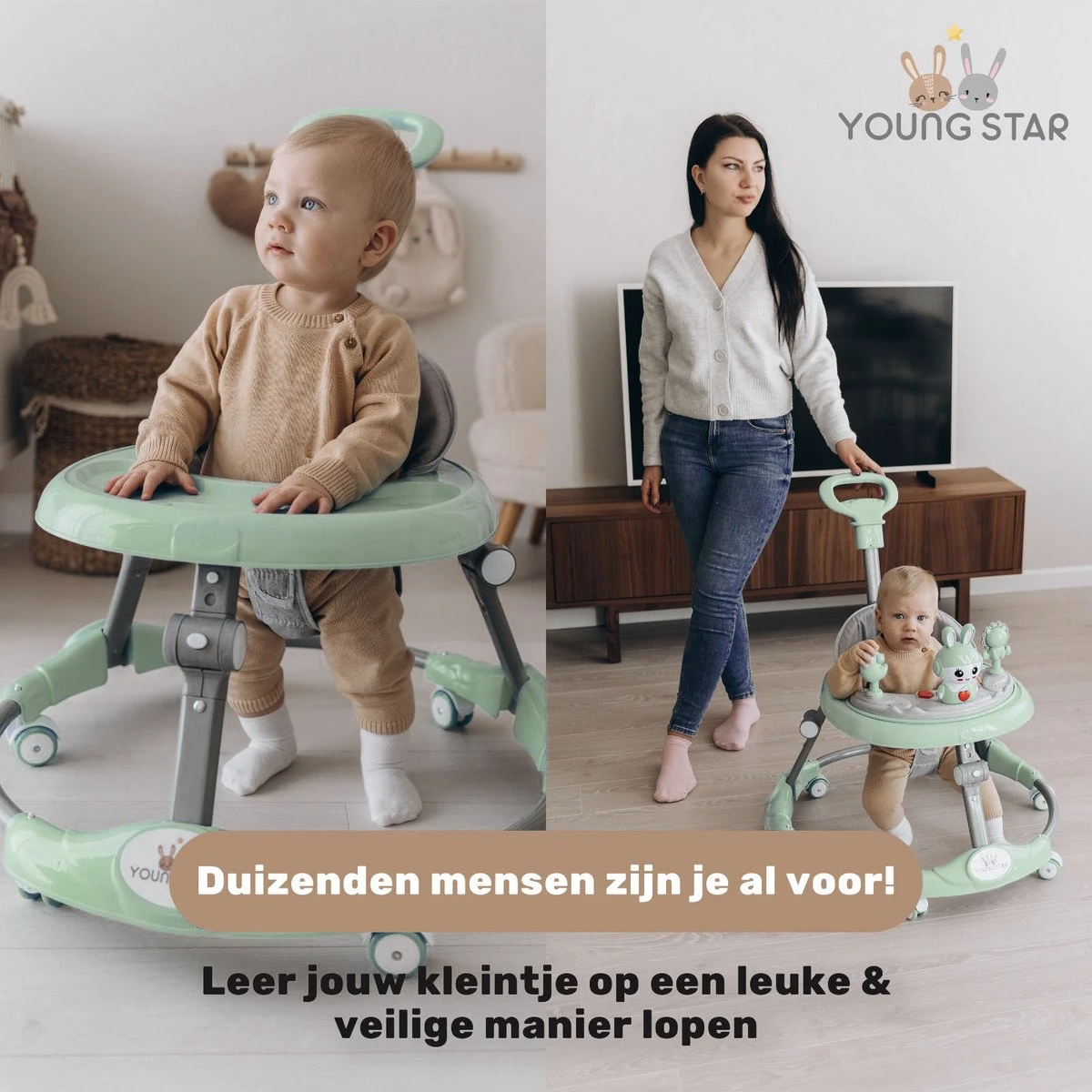 Young Star® Loopstoel - Baby Loopwagen – Loopstoeltje Baby - Looptrainer - Leren Lopen - Inclusief Voetenmat En Steel - Babywalker 6 Young Star® Loopstoel - Baby Loopwagen – Loopstoeltje Baby - Looptrainer - Leren Lopen - Inclusief Voetenmat En Steel - Babywalker - Afbeelding 4