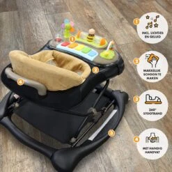 Deryan Luxe Loopstoel - Schommelfunctie - Inclusief Speelset En Dienblad - Zwart/Nougat -Stokke Verkoop 1200x1200 804