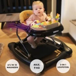 Deryan Luxe Loopstoel - Schommelfunctie - Inclusief Speelset En Dienblad - Zwart/Nougat -Stokke Verkoop 1200x1200 805