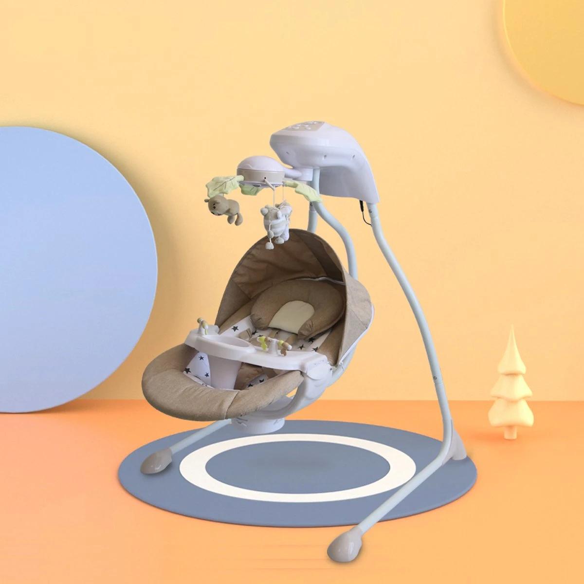 Elektrische Babyschommelstoel En Ligstoel - Wipstoel Met Muziek & Muggennet BEIGE 5 Elektrische Babyschommelstoel En Ligstoel - Wipstoel Met Muziek & Muggennet BEIGE - Afbeelding 3