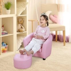 HOMCOM Kinderstoel, Mini-stoel Met Poef, Kinderbank, Meisjes Roze 310-036 -Stokke Verkoop 1200x1200 869