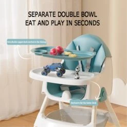 K IKIDO Kinderstoel 3 In 1 - Baby Eetstoel - Inklapbare Eetstoel - Verstelbaar Baby Stoel - Kinderzetel - Uitneembaar Lederen Kussen - Stille Antislip Stoelpoten Om De Vloer Te Beschermen - 5-punts Gordel - Maximale Belasting: 40 Kg -Stokke Verkoop 1200x1200 87