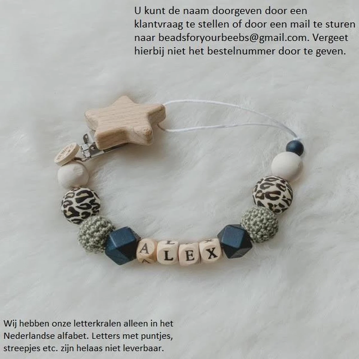 Babybeads - Speenkoord Met Naam - Legergroen Met Tijgerprint - Gepersonaliseerd Kraamcadeau 3 Babybeads - Speenkoord Met Naam - Legergroen Met Tijgerprint - Gepersonaliseerd Kraamcadeau
