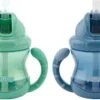 Nûby - Flip-It Antilekbeker Met Handvatten - 2-pack - Blauw & Groen - 240ml - 12m+