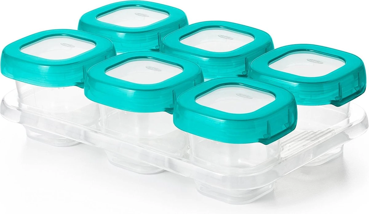 OXO Tot Babyvoeding Diepvriesbakjes - Babyvoeding Bewaarbakjes Met Deksel - 6x60 Ml- Teal 3 OXO Tot Babyvoeding Diepvriesbakjes - Babyvoeding Bewaarbakjes Met Deksel - 6x60 Ml- Teal