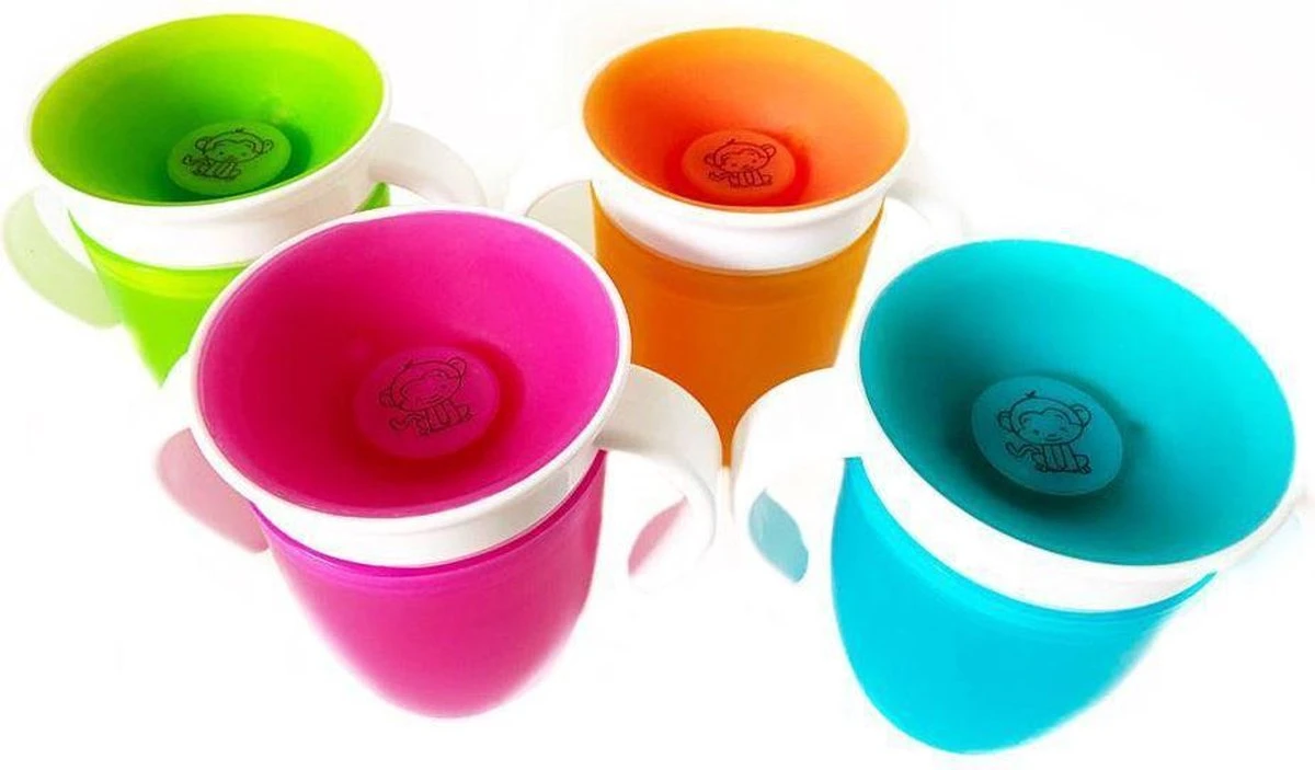 MONKIEZZ Drink Cup | 360 Graden | Antilek Beker | Fuchsia | Oefenbeker 4 MONKIEZZ Drink Cup | 360 Graden | Antilek Beker | Fuchsia | Oefenbeker - Afbeelding 2