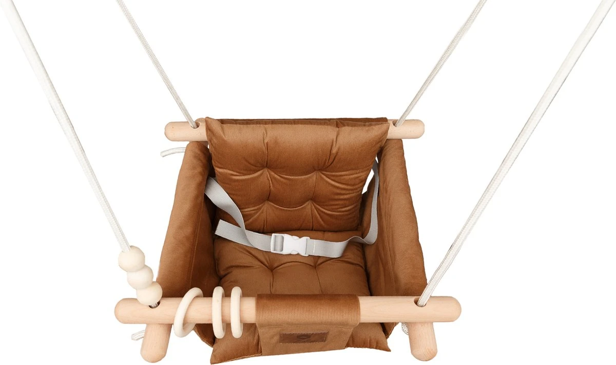 Baby / Kinder Schommel Voor Binnen Of Buiten! - Luxe Baby Swing Corduroy - Ribstof Bruin - Ribfluweel - Schommelstoel Inclusief Kussens, Bevestigingsmaterialen En Veiligheidsriem 8 Baby / Kinder Schommel Voor Binnen Of Buiten! - Luxe Baby Swing Corduroy - Ribstof Bruin - Ribfluweel - Schommelstoel Inclusief Kussens, Bevestigingsmaterialen En Veiligheidsriem - Afbeelding 6