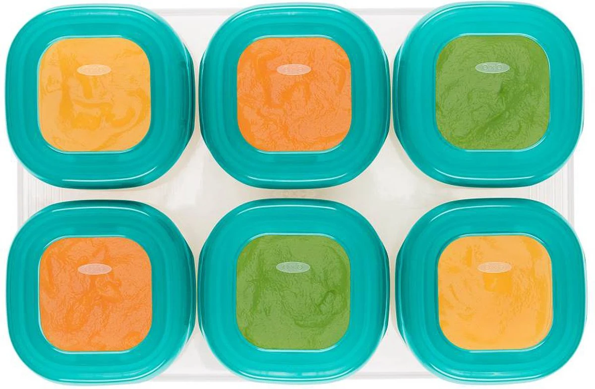 OXO Tot Babyvoeding Diepvriesbakjes - Babyvoeding Bewaarbakjes Met Deksel - 6x60 Ml- Teal 4 OXO Tot Babyvoeding Diepvriesbakjes - Babyvoeding Bewaarbakjes Met Deksel - 6x60 Ml- Teal - Afbeelding 2
