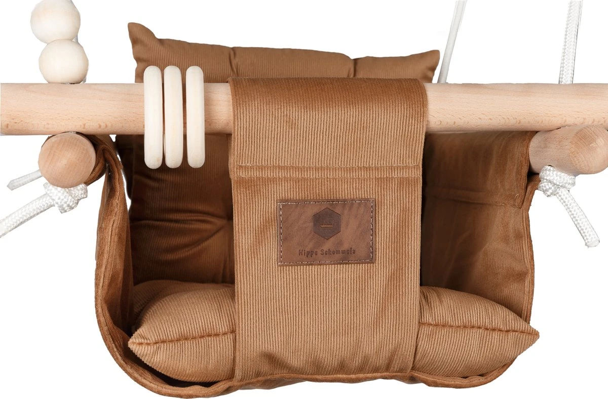 Baby / Kinder Schommel Voor Binnen Of Buiten! - Luxe Baby Swing Corduroy - Ribstof Bruin - Ribfluweel - Schommelstoel Inclusief Kussens, Bevestigingsmaterialen En Veiligheidsriem 5 Baby / Kinder Schommel Voor Binnen Of Buiten! - Luxe Baby Swing Corduroy - Ribstof Bruin - Ribfluweel - Schommelstoel Inclusief Kussens, Bevestigingsmaterialen En Veiligheidsriem - Afbeelding 3