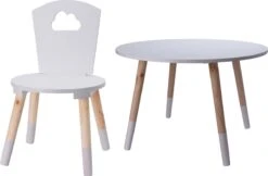 KidCollection Kindertafel Hout MET Kinderstoeltje - 60 X 60 X 41 Cm