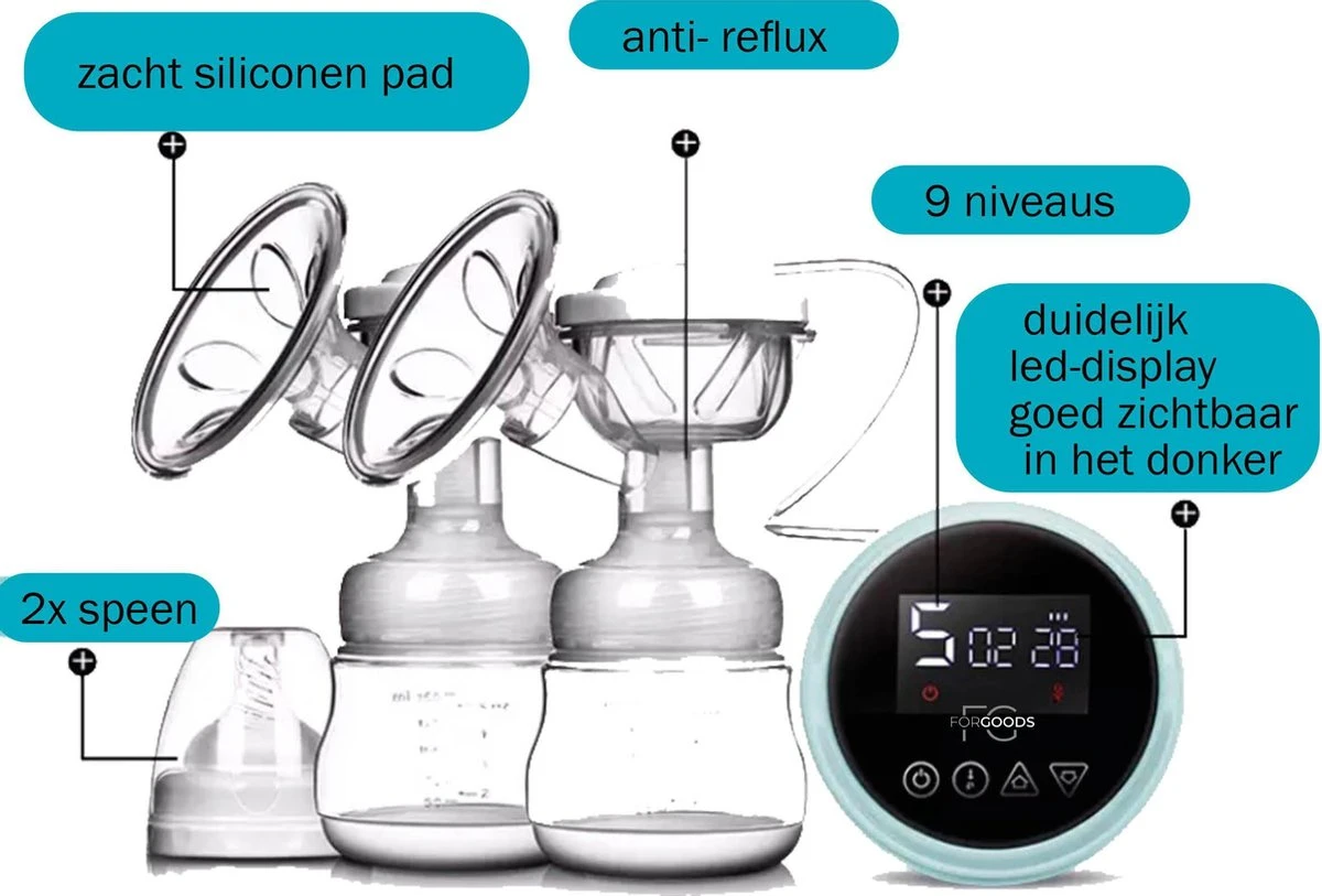 Forgoods Borstkolf - Electrisch - Dubbel - Wit - Model 2023 6 Forgoods Borstkolf - Electrisch - Dubbel - Wit - Model 2023 - Afbeelding 4